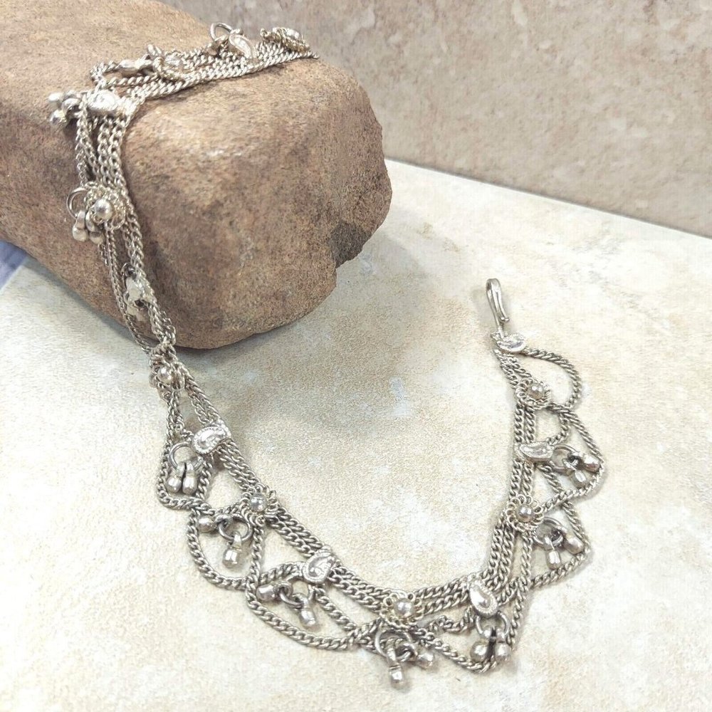 Ankle Bracelet Silver-Tone Anklets Boho Jewelry Leg  Vintage Trinket Jewel Gift